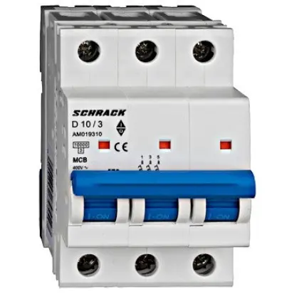 Автоматичний вимикач Schrack AM019310 10кА 10А 3P х-ка D