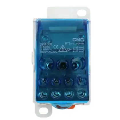 Распределительный блок CNC FTUKK500 500А 49х95х49мм на DIN-рейке (Б00043071) Распределительный блок CNC FTUKK500 500А 49х95х49мм на DIN-рейке (Б00043071)