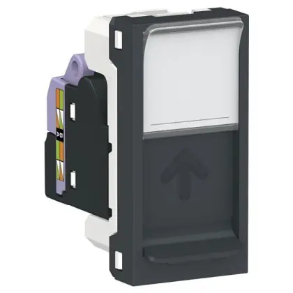 Одинарна комп'ютерна розетка Schneider Electric NU341654 RJ45 cat.6 STP з полем для напису 1М (антрацит)