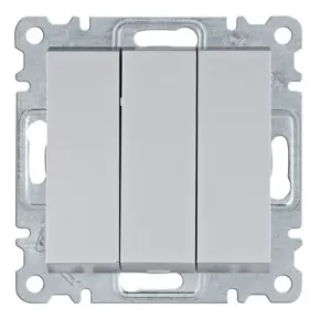 Триклавішний вимикач Hager WL0072 Lumina 10АХ/230В (сріблястий)