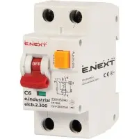 Вимикач диференційного струму E.Next e.industrial.elcb.2.C06.300 1Р+N 6А С 300мА (i0230007)