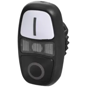 Двойная кнопка-модуль ETI NSE-PB2I/WC-IO с подсветкой «I/0» черная/белая (4774073)