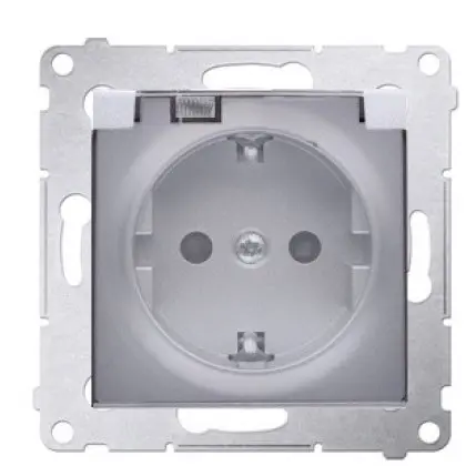 Електрична розетка Kontakt Simon Simon 54 Premium DGSZ1BZ.01/43A IP44 із заземленням шторками та прозорою кришкою (срібло) Електрична розетка Kontakt Simon Simon 54 Premium DGSZ1BZ.01/43A IP44 із заземленням шторками та прозорою кришкою (срібло)