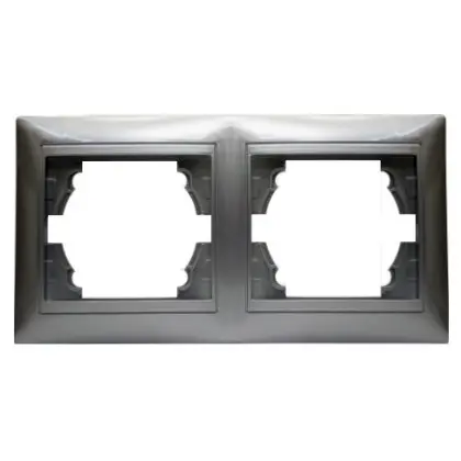 Двухместная горизонтальная рамка Elcor Emily 9215 (211557) (серый металлик)