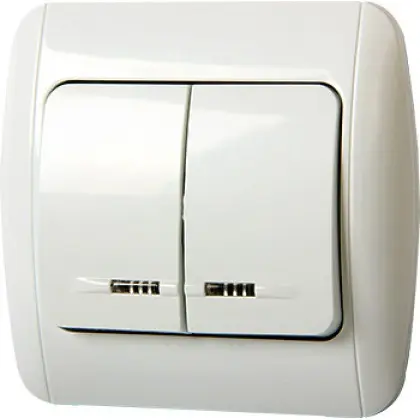 Двухклавишный выключатель E.Next e.install.stand.812L с подсветкой (s035020) Двухклавишный выключатель E.Next e.install.stand.812L с подсветкой (s035020)