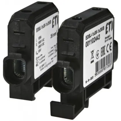 Ввідна силова клема ETI EDBJ-1x35-1x35/B 125A 1000В AC/1500В DC чорна (1102443)