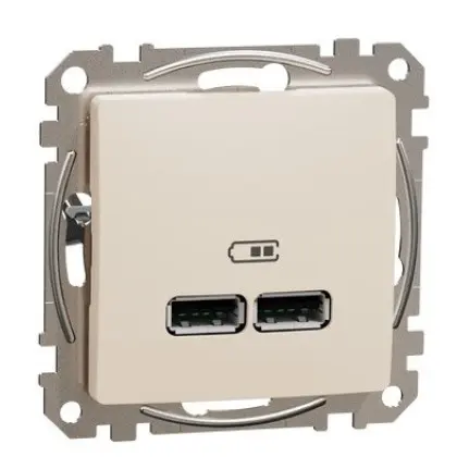 USB розетка Schneider Electric Sedna Design & Elements A+A 2,1A бежевая SDD112401 USB розетка Schneider Electric Sedna Design & Elements A+A 2,1A бежевая SDD112401