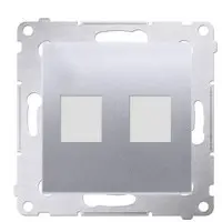 Пряма інформаційна розетка Kontakt Simon Simon 54 Premium DKP2.01/43 під 2xRJ45 Keystone із супортом (срібло)