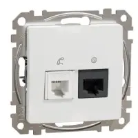 Телефонна/комп'ютерна розетка Schneider Electric Sedna Design & Elements RJ11+RJ45 кат. 6 UTP біла SDD111468