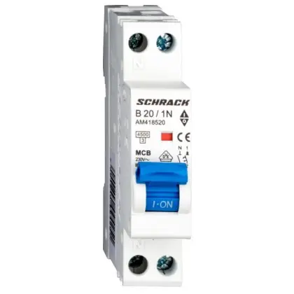 Автоматичний вимикач Schrack AM418520 4,5кА 20А 1P+N х-ка B