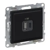 Розетка USB тип А+C 12Вт+15Вт 5В Legrand SUNO (чорний) 721430