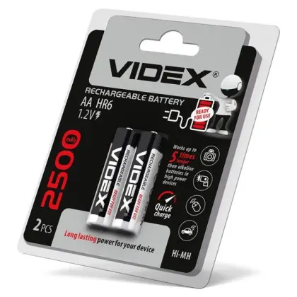 Аккумулятор Videx AA 2500мАч (HR6/2500/2DB) 1шт. Аккумулятор Videx AA 2500мАч (HR6/2500/2DB) 1шт.