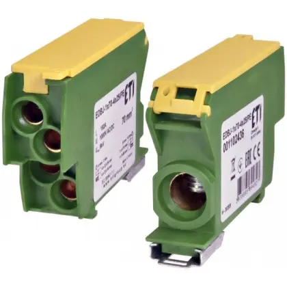 Распределительный блок ETI EDBJ-1x70-4x25/PE 192A 1000В AC/1500В DC желто-зеленый (1102436)