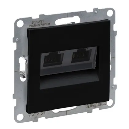 Двойная компьютерная розетка RJ45 Cat.5e UTP Legrand SUNO (чорный) 721451