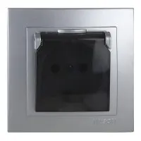 Розетка Nilson Touran срібло 1-на з заземленням з кришкою ( 24131018 )