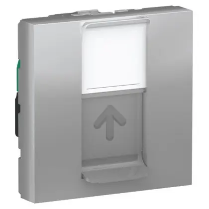 Одинарна комп'ютерна розетка Schneider Electric NU341130 RJ45 cat.5e UTP з полем для напису 2М (алюміній)