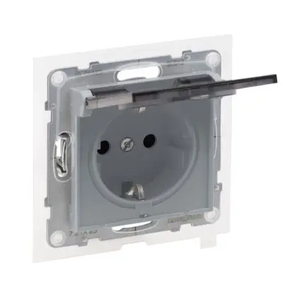 Розетка IP44 2К+З 16А/250В з кришкою Legrand SUNO (алюміній) 721323