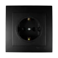 Розетка Nilson Touran чорная мат 1-я с заземлением ( 24381017 )