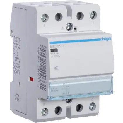 Контактор 63A ESC263s безшумний (2НО, 230В) 3м Hager