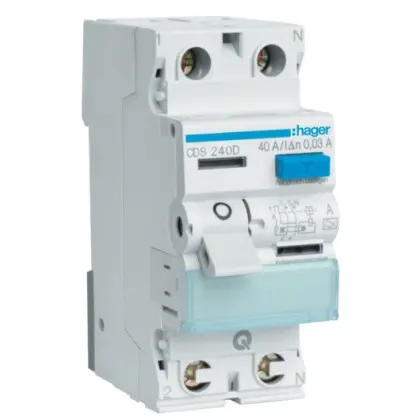 УЗО Hager CDS240D QC 2P 40A 30мА А УЗО Hager CDS240D QC 2P 40A 30мА А