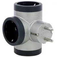 Блок «премиум» на 3 боковые розетки Legrand алюминий/черный