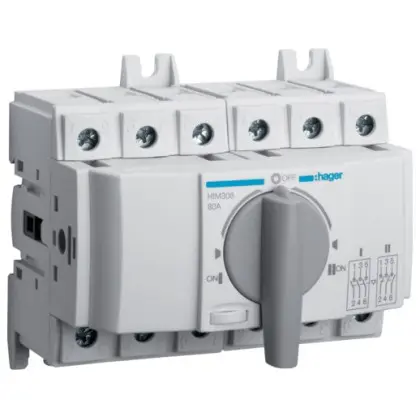 Перемикач Hager HIM308 I-0-II 80А 400/690В 3P 6м