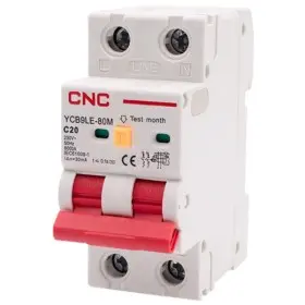 Дифференциальный выключатель CNC YCB9LE-80M C20А 1Р+N 6кА 30мА (Б00044014)