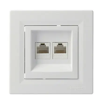 Розетка комп'ютерна RJ45 кат.5е UTP подвійна біла Asfora, EPH4400121
