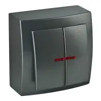 Вимикач Nilson Themis антрацит 2кл з підсвіткою ( 26161004 )