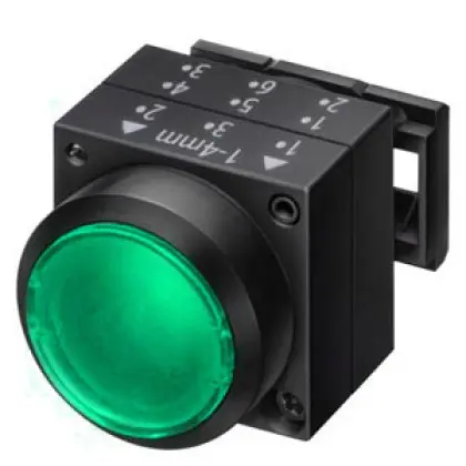 Зелена натискна кнопка Schrack MSL14000R із фіксацією