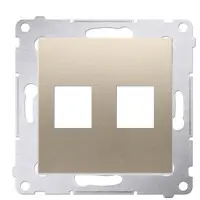Пряма інформаційна розетка Kontakt Simon Simon 54 Premium DKP2.01/44 під 2xRJ45 Keystone із супортом (золото)