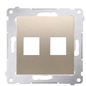 Пряма інформаційна розетка Kontakt Simon Simon 54 Premium DKP2.01/44 під 2xRJ45 Keystone із супортом (золото)