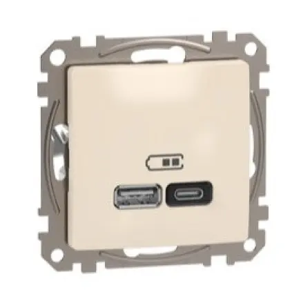 Розетка USB Schneider Electric Sedna Design & Elements A+C 3A 45Вт бежевая SDD112404