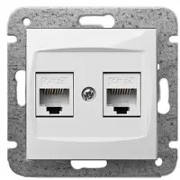 Двомісна комп'ютерна розетка Elektro-Plast Carla 1749-10 2хRJ45 (білий)