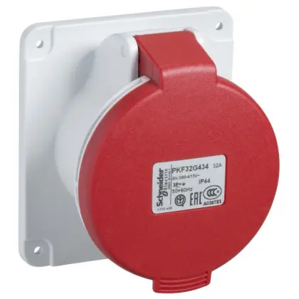 Прямой силовой разъем Schneider Electric PKF32G435 32А 3P+N+E IP44 380В Прямой силовой разъем Schneider Electric PKF32G435 32А 3P+N+E IP44 380В