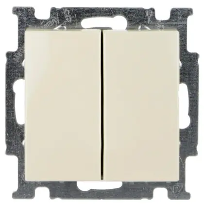 Двоклавішний прохідний вимикач ABB Basic 55 2006/6/6 UC-92-507 (слонова кістка)