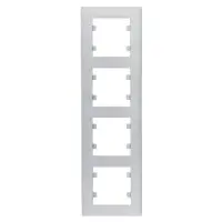 Вертикальна чотиримісна рамка Hager WL5642 Lumina-Intense 4X (срібляста)