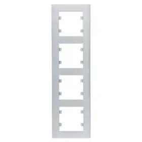 Вертикальна чотиримісна рамка Hager WL5642 Lumina-Intense 4X (срібляста)