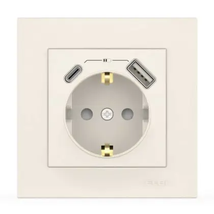 Розетка EL-BI VEGA белая 1-я с заземлением + 2USB (Type C+A) ( 510-010200-334 ) Розетка EL-BI VEGA белая 1-я с заземлением + 2USB (Type C+A) ( 510-010200-334 )