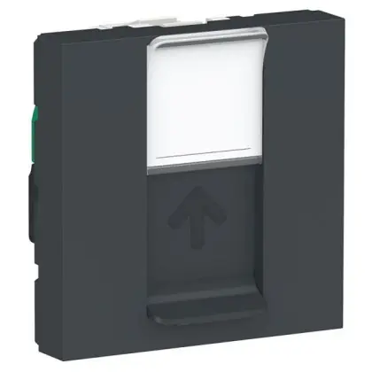 Одинарна комп'ютерна розетка Schneider Electric NU341154 RJ45 cat.5e UTP з полем для напису 2М (антрацит)