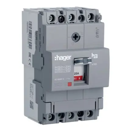 Эл.автомат Hager x160, In=25А, 3п, 18kA