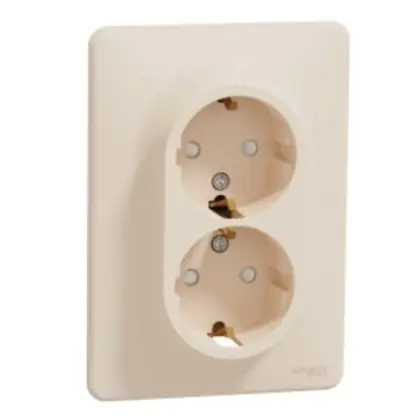 Двойная розетка Schneider Electric Sedna Design с заземлением и шторками бежевая SDD312221 Двойная розетка Schneider Electric Sedna Design с заземлением и шторками бежевая SDD312221
