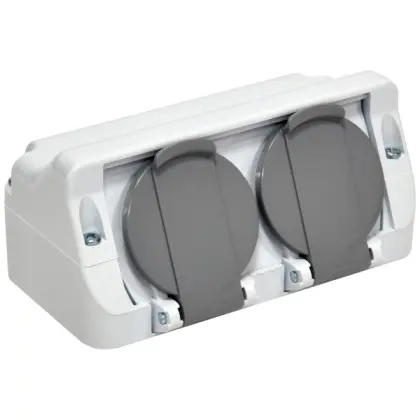 Розетка накладная двухместная с крышкой ETI PRE-2 IP44 (4481020)