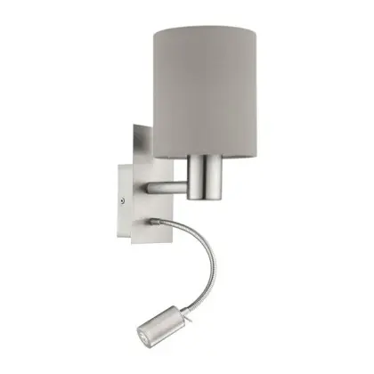 Бра, настенный светильник Eglo 96478 Pasteri E27+LED 1+1x40W+3W 3000K 380Lm IP20 серый Бра, настенный светильник Eglo 96478 Pasteri E27+LED 1+1x40W+3W 3000K 380Lm IP20 серый
