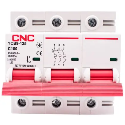 Автоматичний вимикач CNC YCB9-125 3Р 100А 10kA C