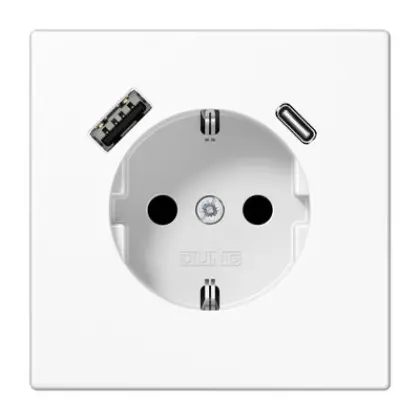 Розетка с накладкой Jung LS LS1520-15CAWW с USB тип (A+C) белый Розетка с накладкой Jung LS LS1520-15CAWW с USB тип (A+C) белый