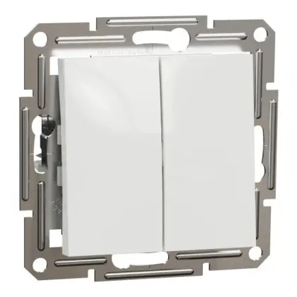 Переключатель двухклавишный Schneider Electric Asfora без рамки белый (EPH0670121)
