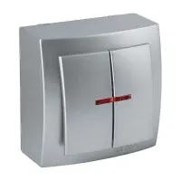 Вимикач Nilson Themis срібло 2кл з підсвіткою ( 26131004 )