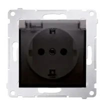 Електрична розетка Kontakt Simon Simon 54 Premium DGSZ1BZ.01/46A IP44 із заземленням шторками та прозорою кришкою (бронза)