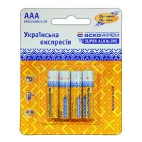 Батарейка щелочная Аско-Укрем AАА.LR03.SP4 (блистер 4шт)